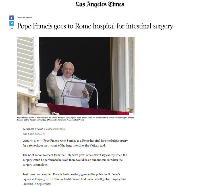 La notizia dell’intervento del Papa sui media del mondo