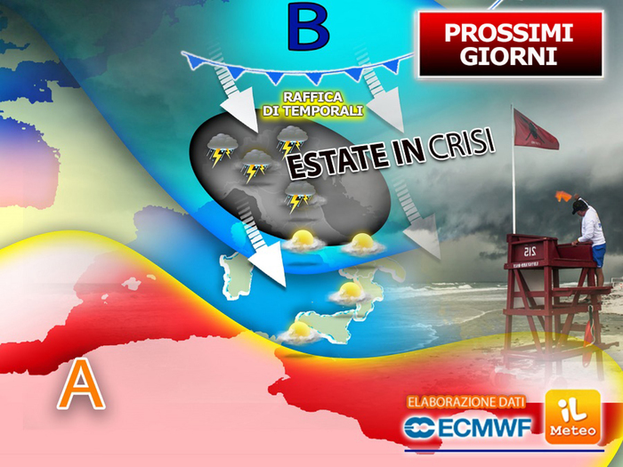 Meteo: fine del grande caldo estivo, settimana di temporali
