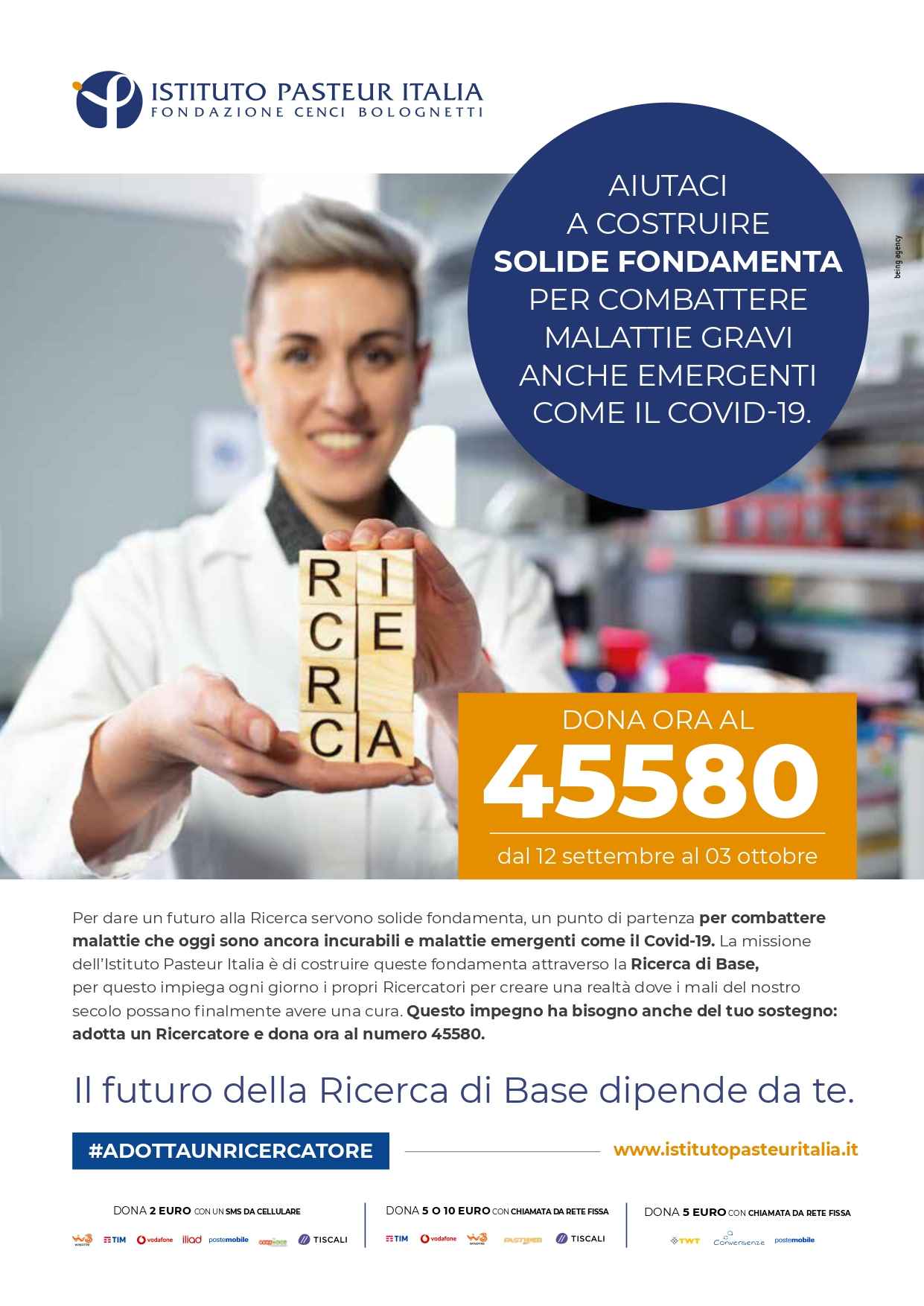 Adotta un ricercatore con l’Istituto Pasteur Italia per trovare nuove terapie contro il cancro e le malattie infettive come il Covid-19