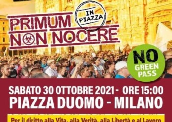 Evento No Green Pass organizzato da: No Paura Day e Primum Non Nocere