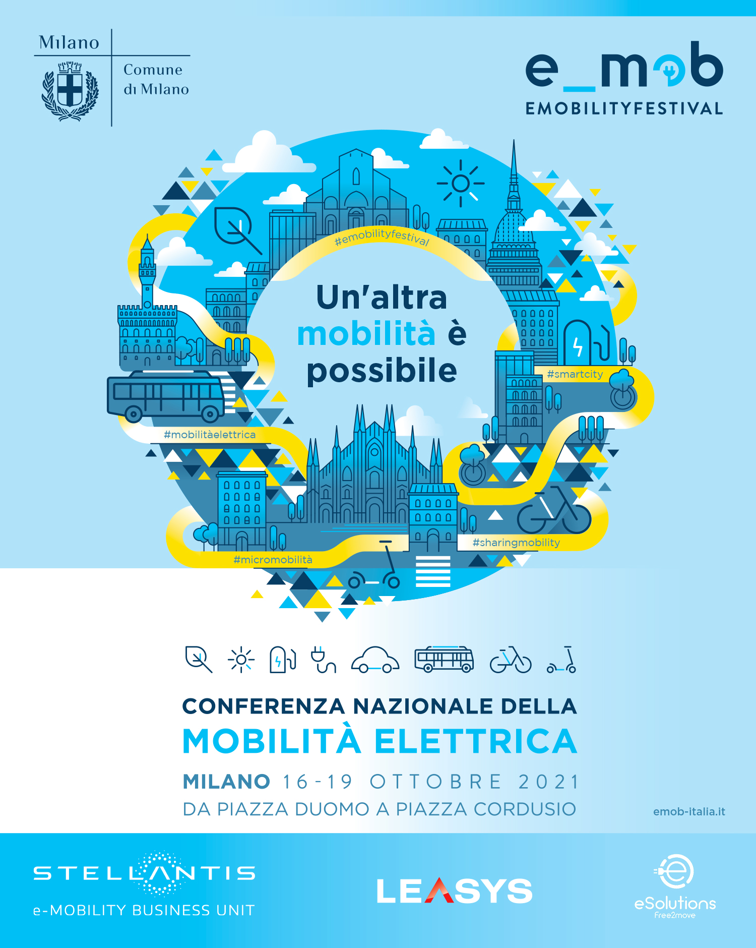 STELLANTIS, LEASYS E FREE2MOVE ESOLUTIONS INSIEME A E_MOB 2021, IL FESTIVAL DELLA MOBILITÀ ELETTRICA
