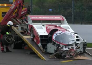 Il crash della Porsche 962: un milione d’euro in frantumi