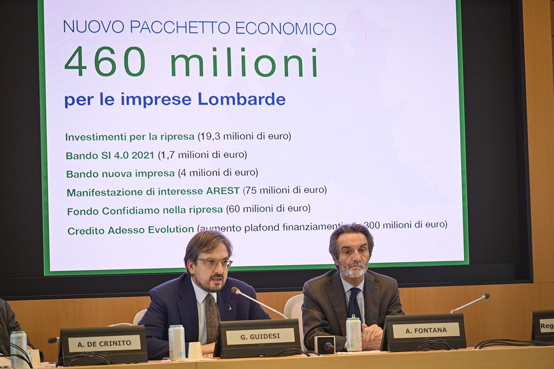 ECONOMIA, PRESIDENTE FONTANA E ASSESSORE GUIDESI: REGIONE METTE IN CAMPO 460 MILIONI DI EURO PER LE IMPRESE
