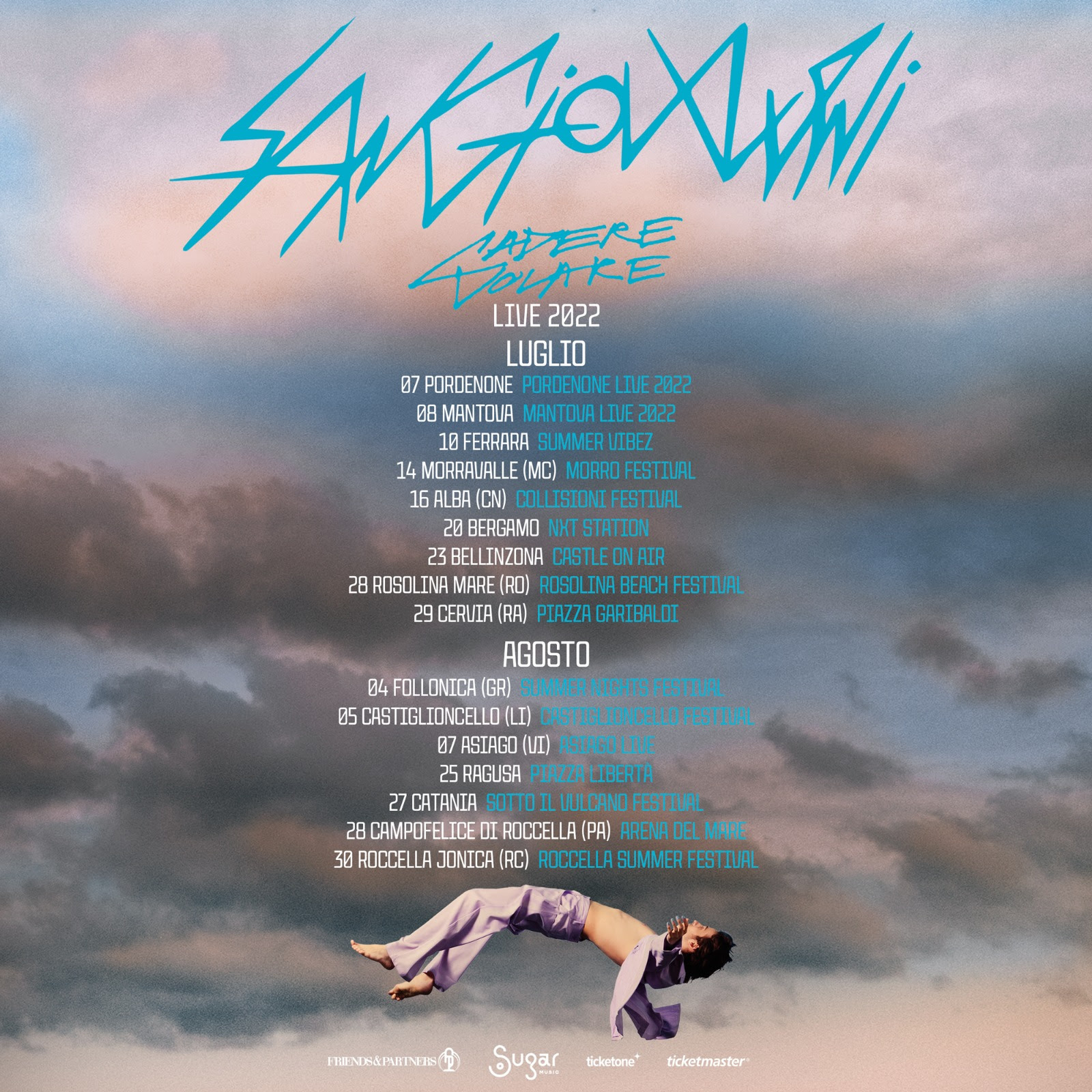 Sangiovanni, “CADERE VOLARE” LIVE 2022: annunciate le date estive