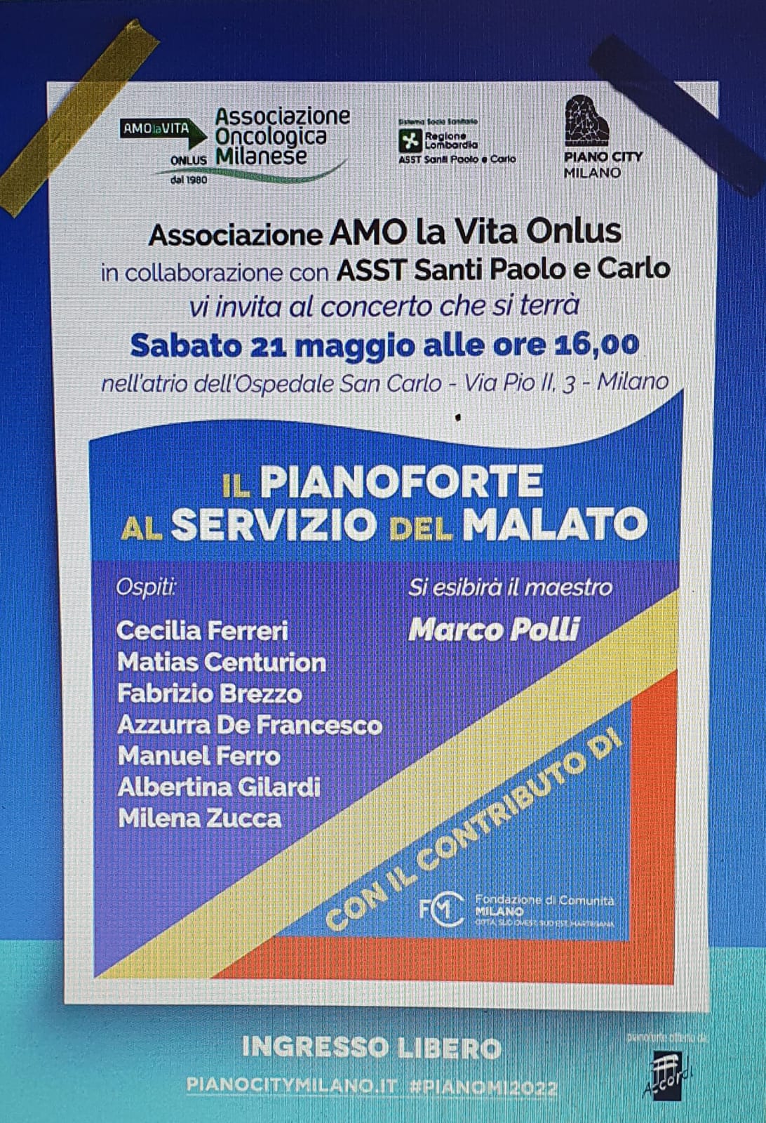 MILANO : Un concerto contro il cancro