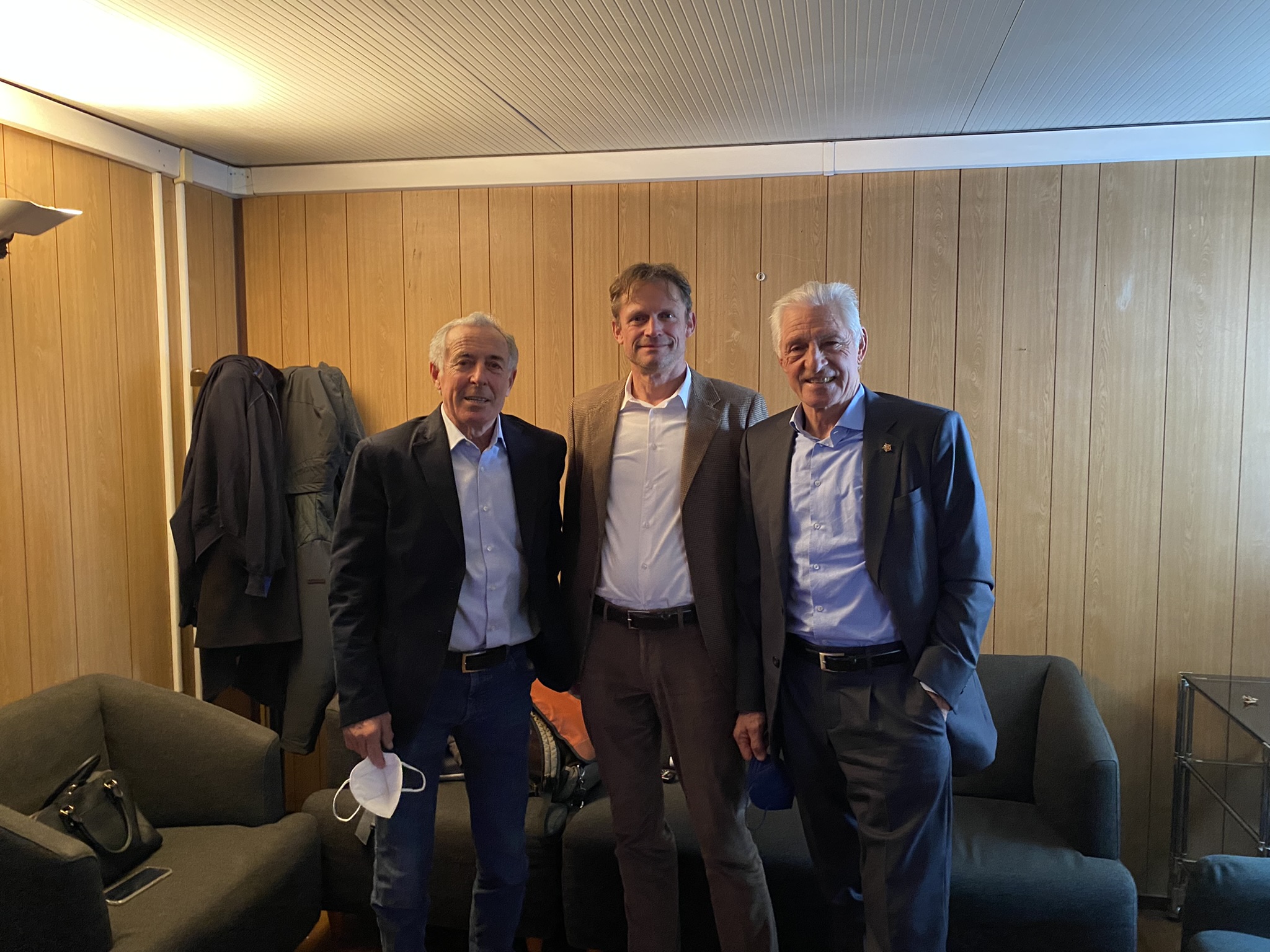 Francesco Moser e Gustav Thöeni con Marco Rossi testimonial della riapertura del Passo dello Stelvio