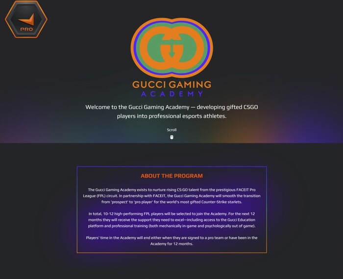Gucci: Gaming Academy con Faceit, per migliorare soft skill