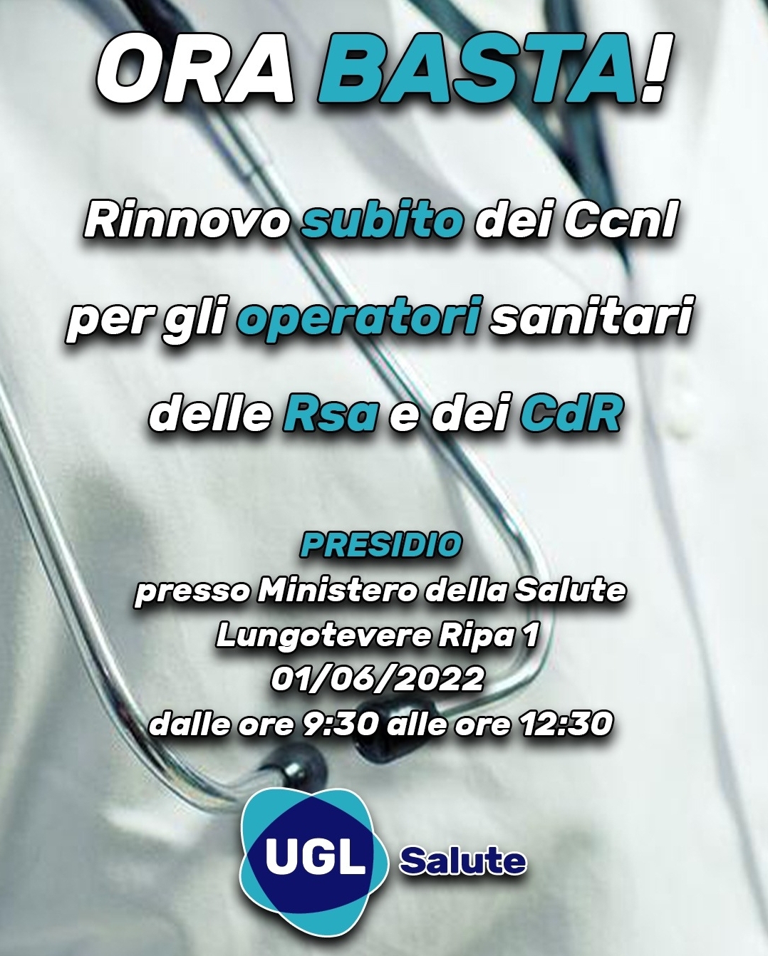 Sanità, la Ugl Salute manifesta per il rinnovo dei CCNL delle Rsa e dei CdR.
