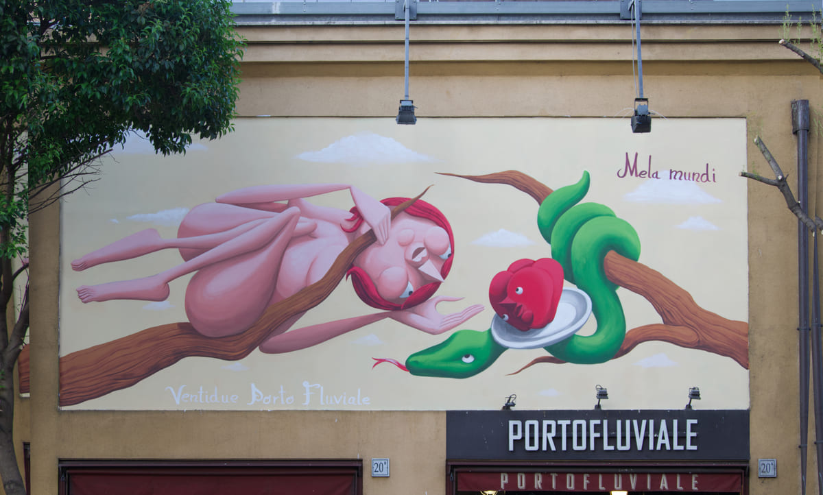 La storia del mondo attraverso gli occhi di una mela nel nuovo eco-murales di Roma