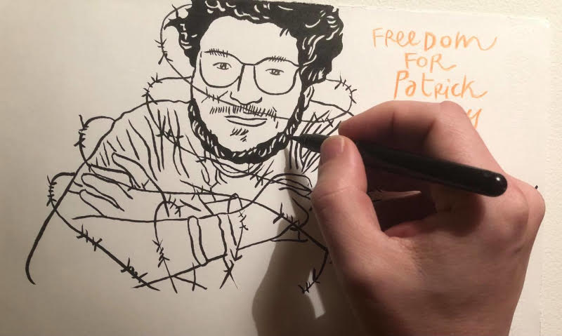 Gianluca Costantini, Freedom for Patrick Zaky, 2020, disegno