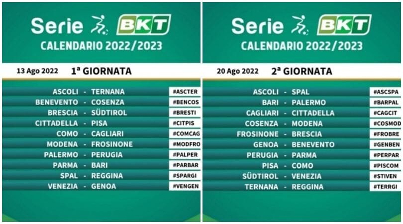 Serie B 2022-23, il calendario