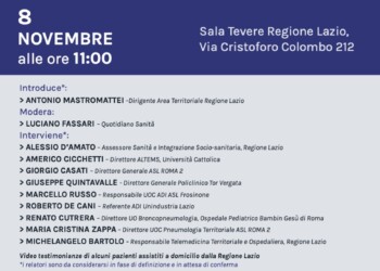 Sanità Lazio, martedì 8 convegno su Pnrr e sfida cure domiciliari