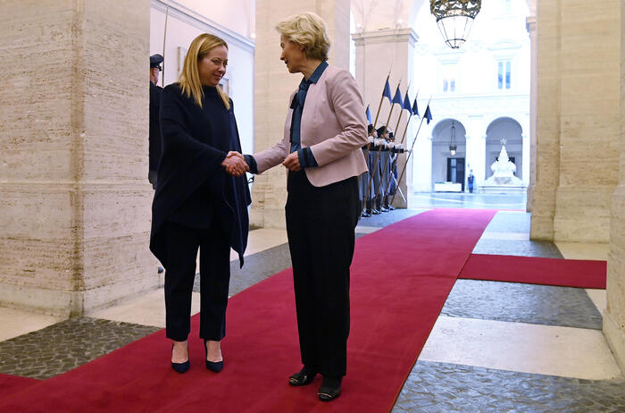 Meloni riceve von der Leyen a P.Chigi