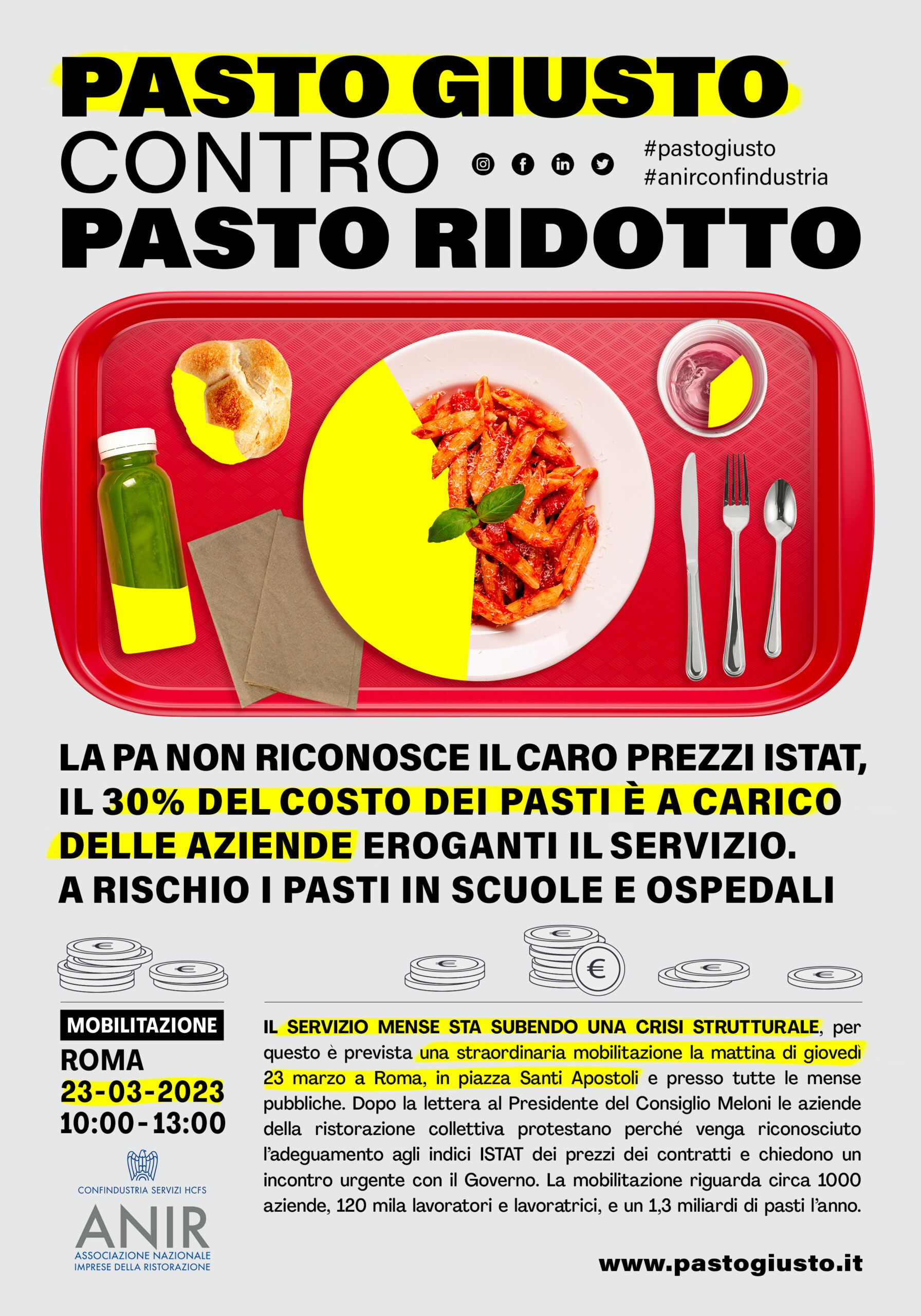 ANIR Confindustria. Mobilitazione: doppia Iniziativa in piazza e pasto ridotto nelle mense
