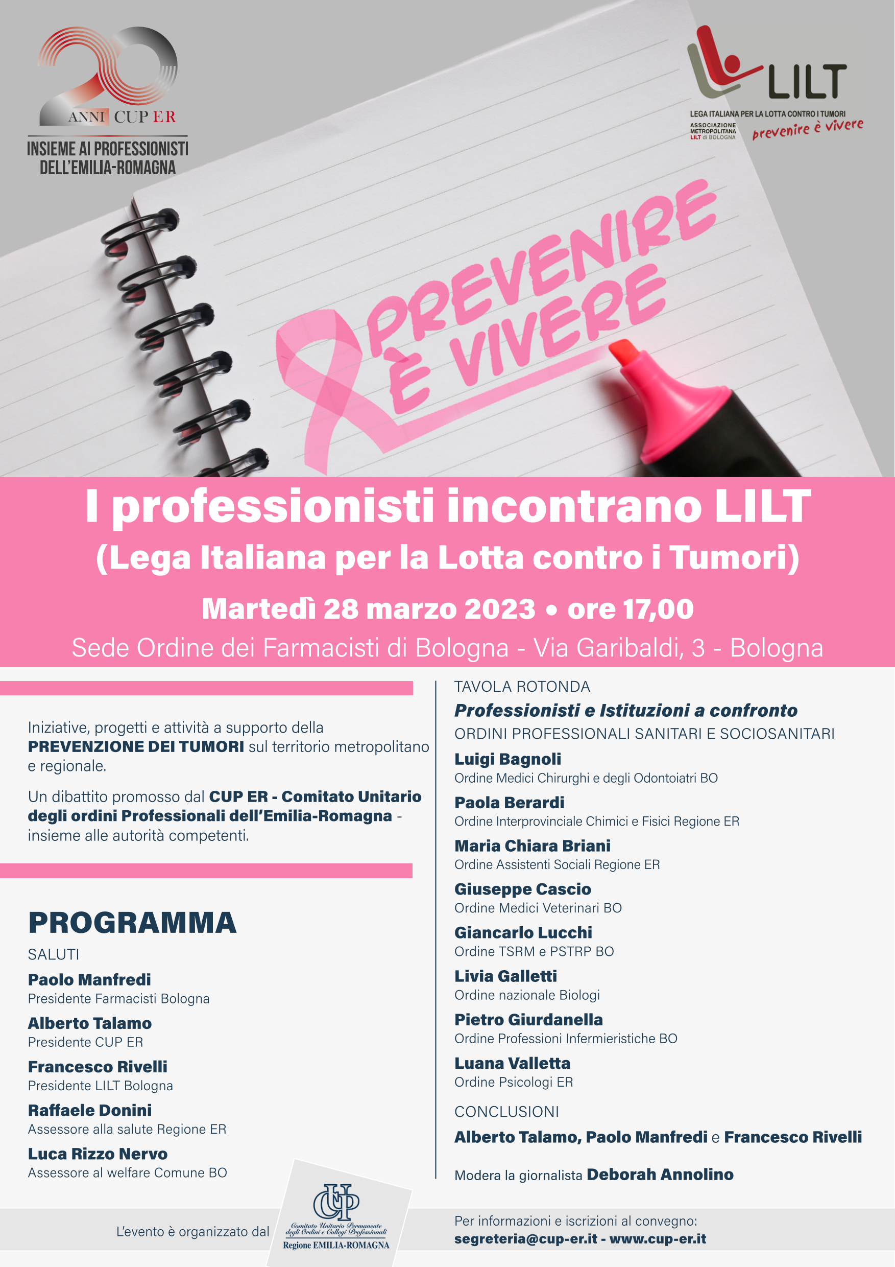 Prevenire è vivere: il CUP ER incontra LILT Bologna