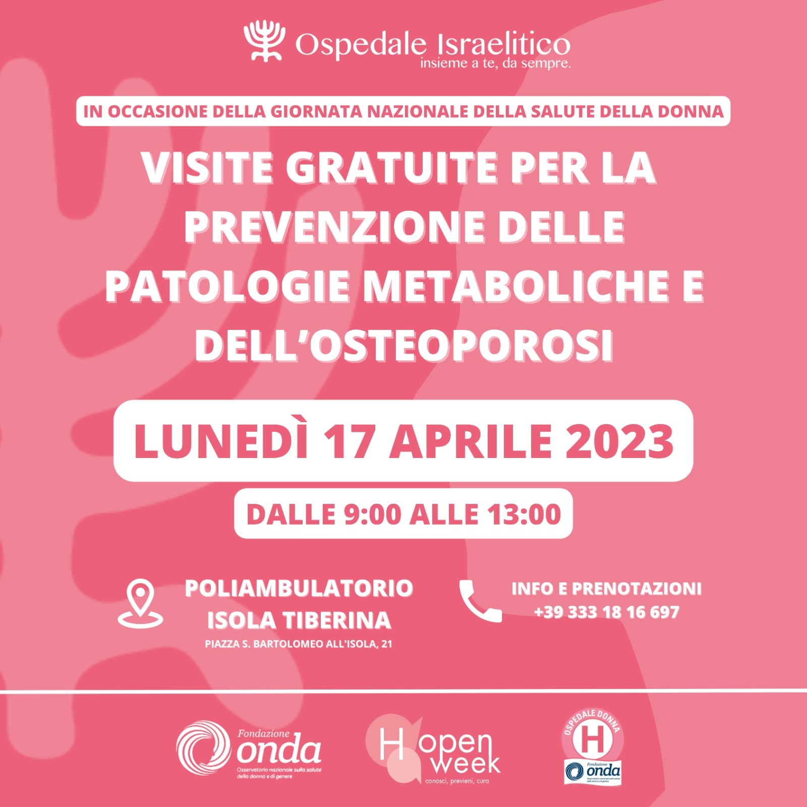 Giornata nazionale della Salute della Donna: prevenzione delle patologie metaboliche e dell’Osteoporosi
