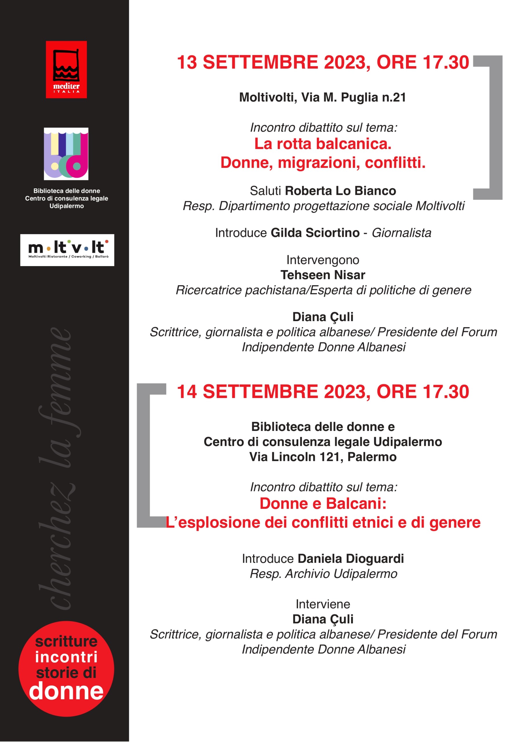 Donne, migrazioni, conflitti. Se ne parlerà con Diana Çuli, scrittrice e fondatrice del Forum delle Donne Indipendenti