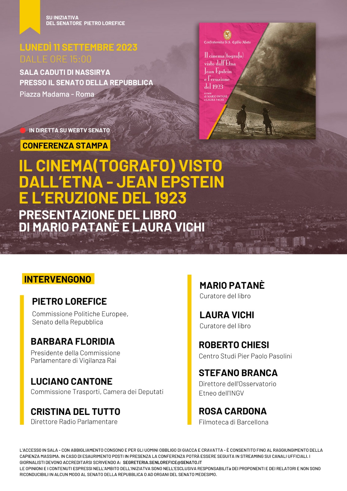 Presentazione del libro “Il Cinematografo visto dall’Etna – Jean Epstein e l’eruzione del 1923”