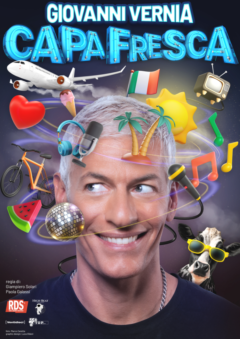 Giovanni Vernia: si alza il sipario sulla nuova tournée ‘CAPA FRESCA’, da Nord a Sud nei teatri d’Italia