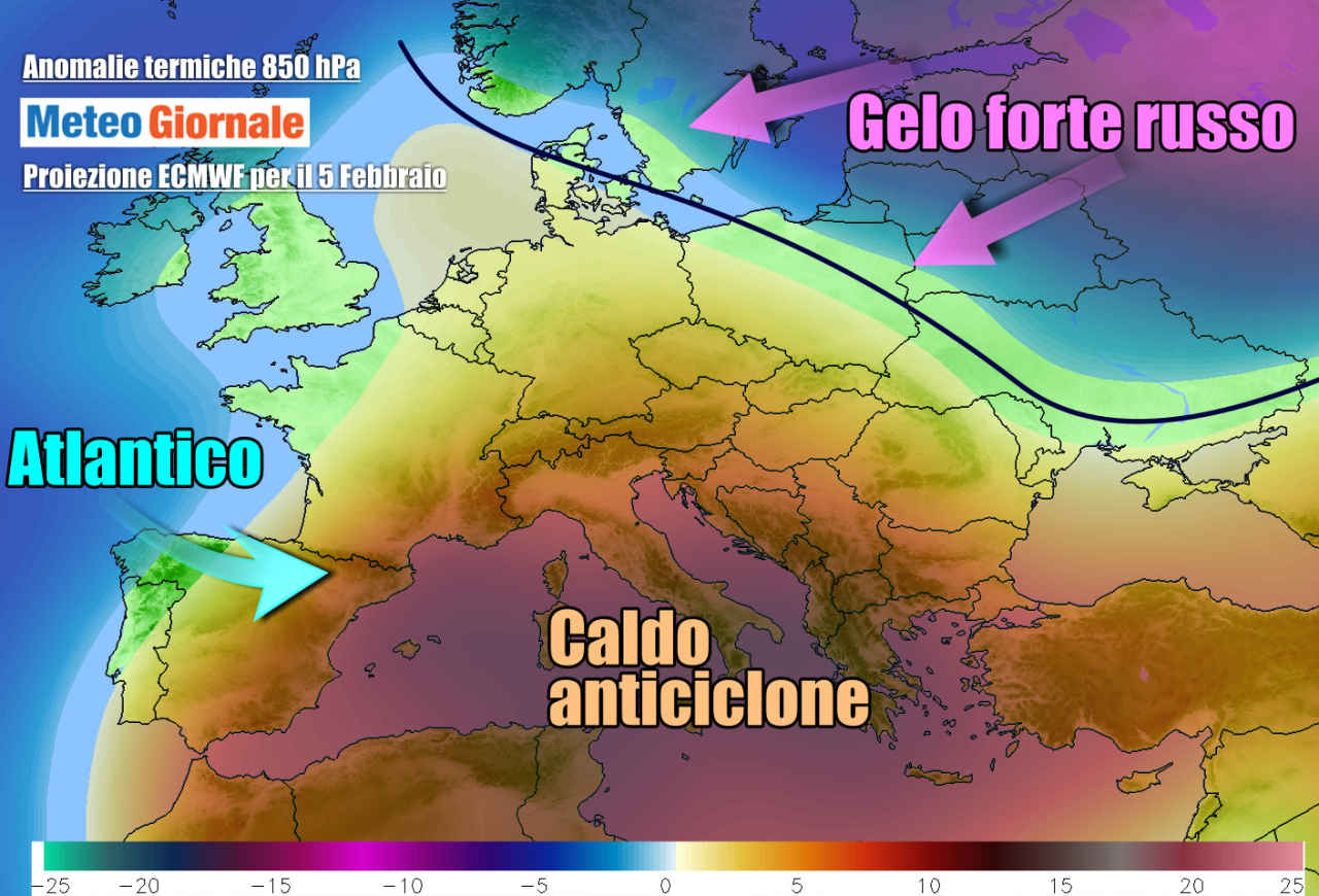 Massa d'aria gelida sul Nord Europa dopo i primi di Febbraio