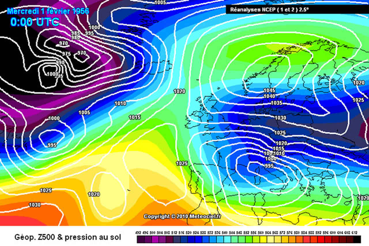 La configurazione barica con cui partiva il febbraio 1956