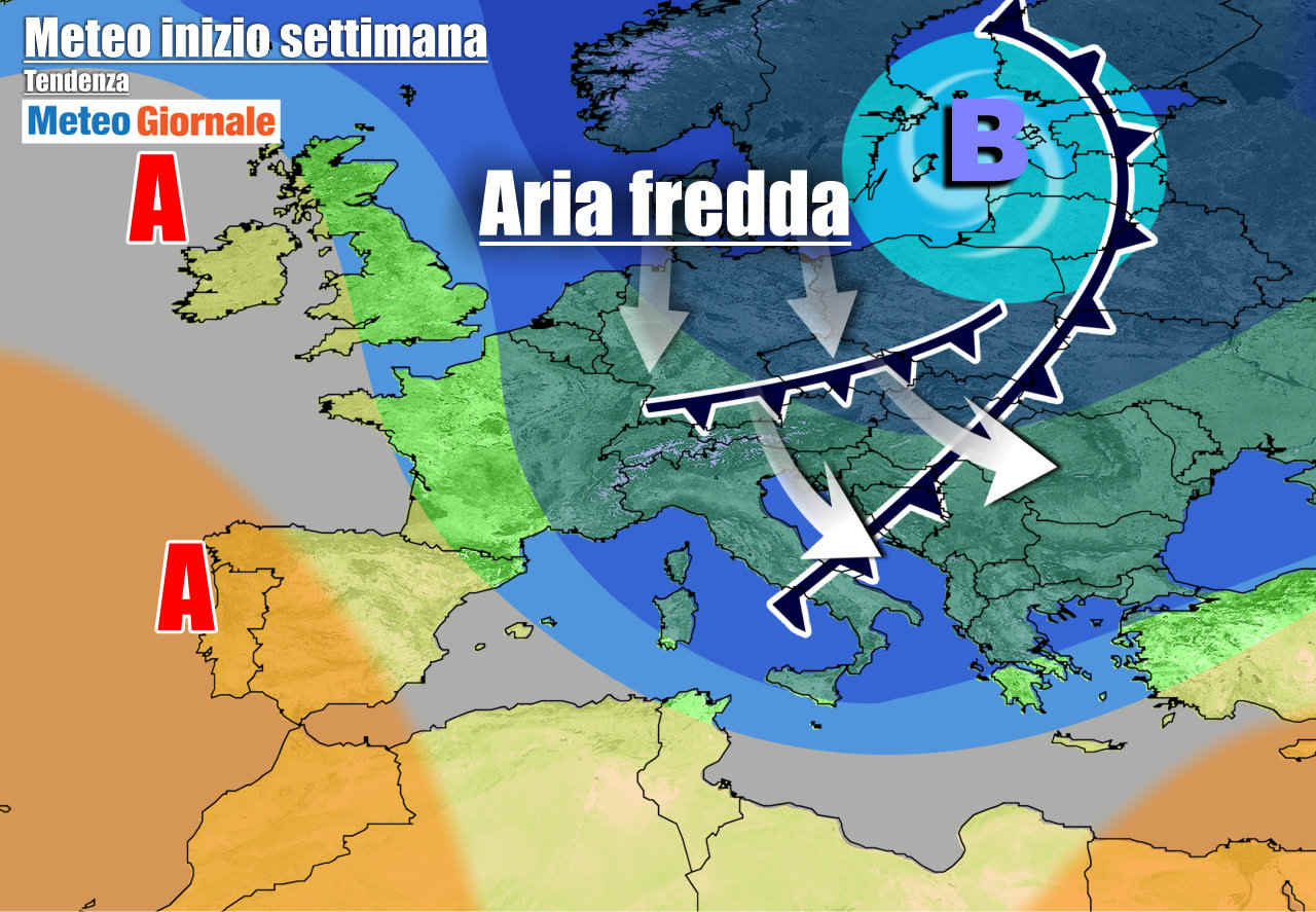 Evoluzione meteo per inizio settimana