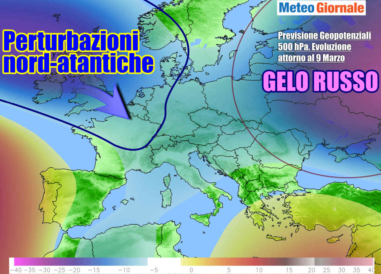 Prospettive meteo per la prossima settimana, con l'Italia nel mirino di fronti perturbati dall'Atlantico