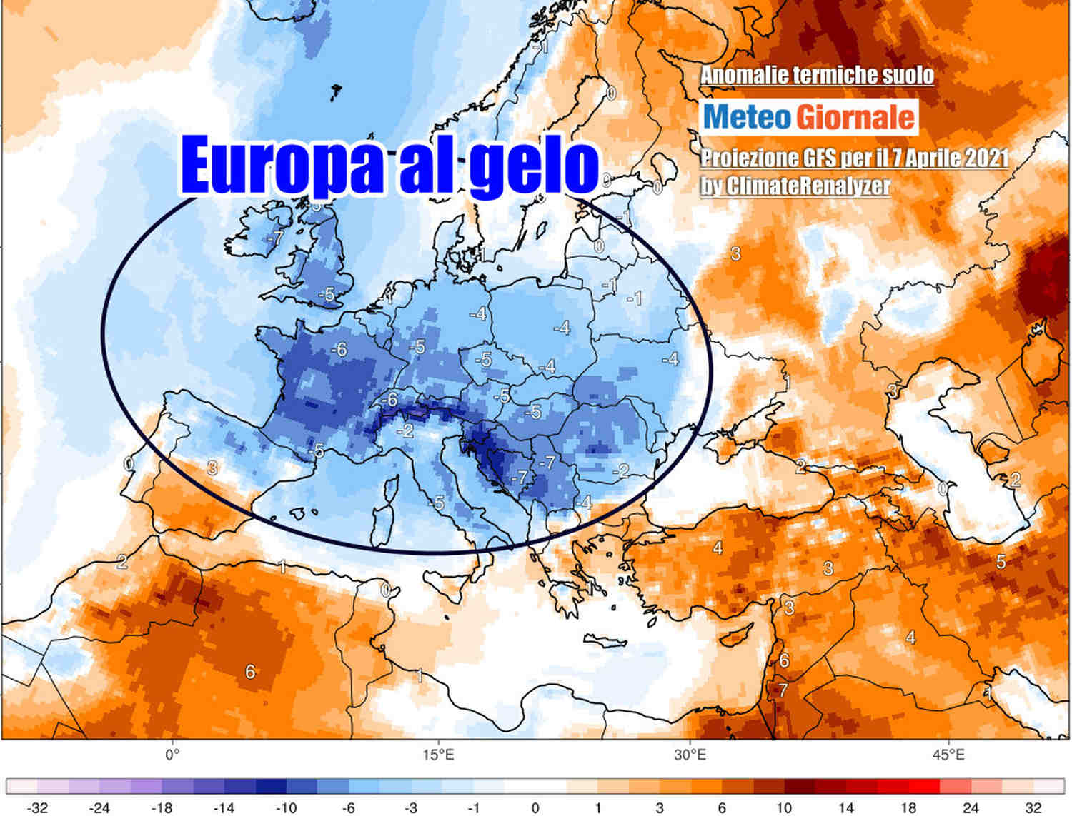 Oltre mezza Europa con temperature ampiamente sotto media