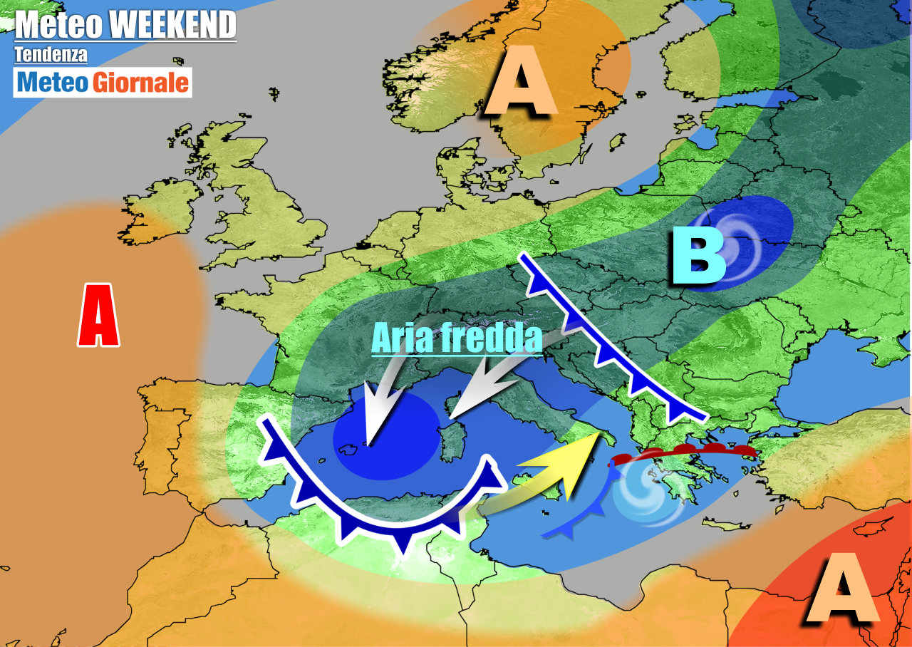 Lo scenario previsto per il weekend