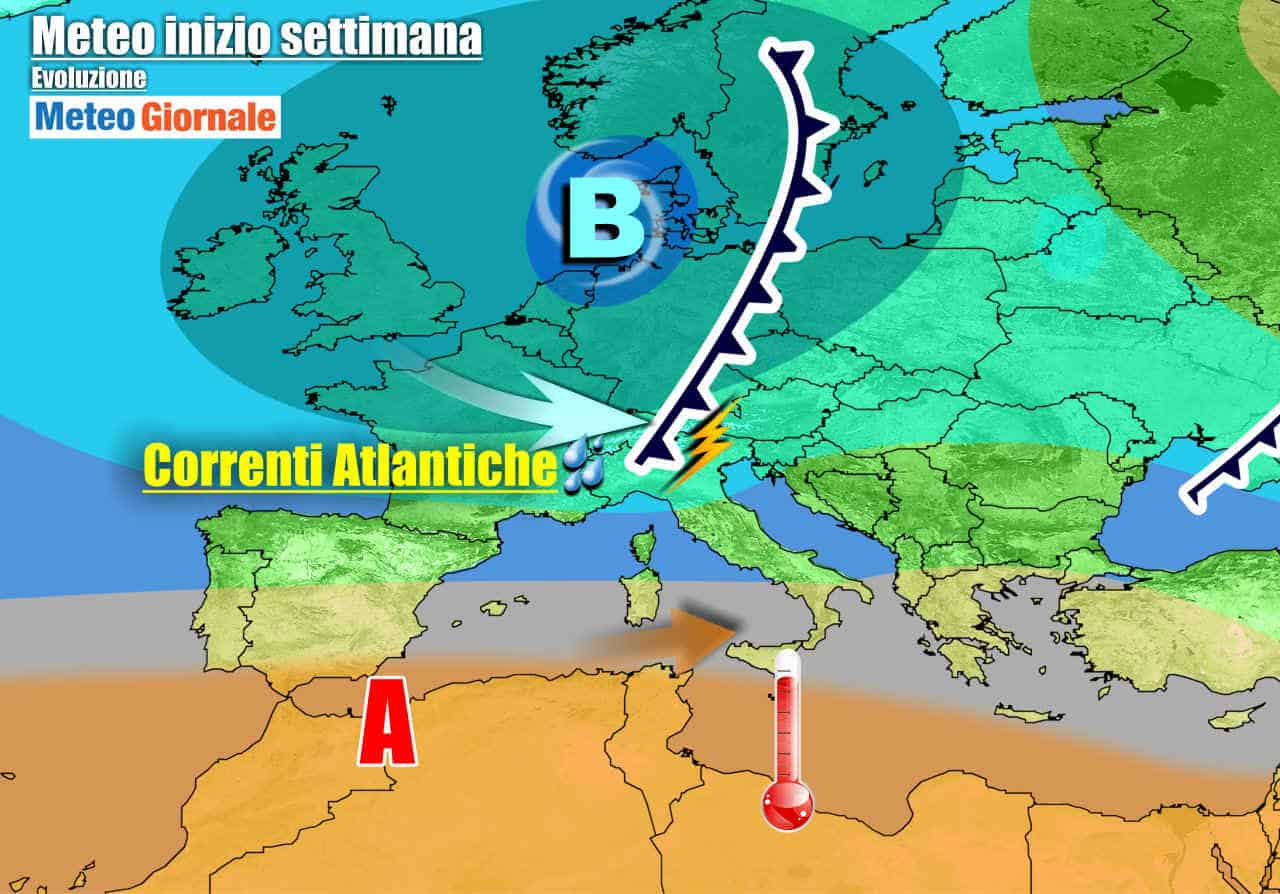 Evoluzione meteo avvio prossima settimana