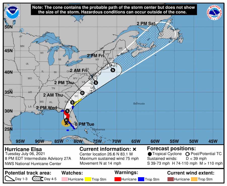 traiettoria uragano elsa - Allarme meteo: uragano in rinforzo nel Golfo del Messico, ELSA